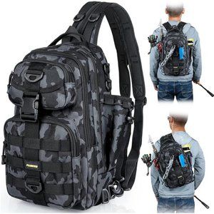 Fishing Backpack Tackle Bag, Water-Resistant Fishing Backpack with Rod Holder